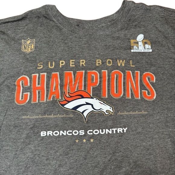 Nike Men's Denver Broncos Super Bowl 50 Championship Tee, Charcoal Hthr, XXL - Picture 9 of 10